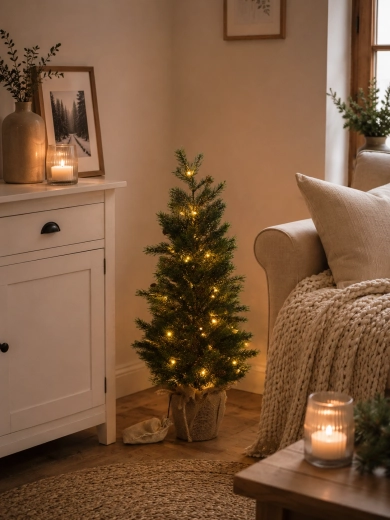 Sapin de Noël artificiel 70 cm en pot avec éclairage LED