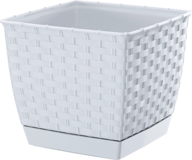 Cache-pot carré Ratolla Square 19 × 19 × 15,9 cm blanc