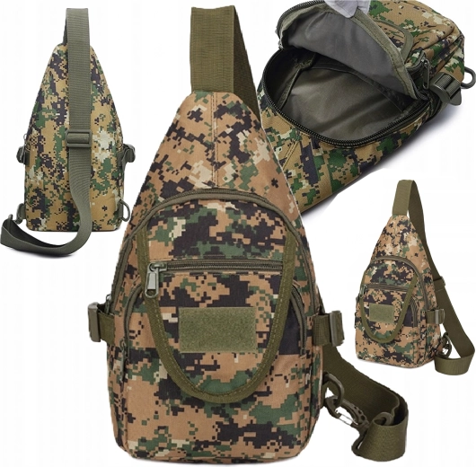 Sac bandoulière tactique type sling à porter sur l’épaule, camouflage