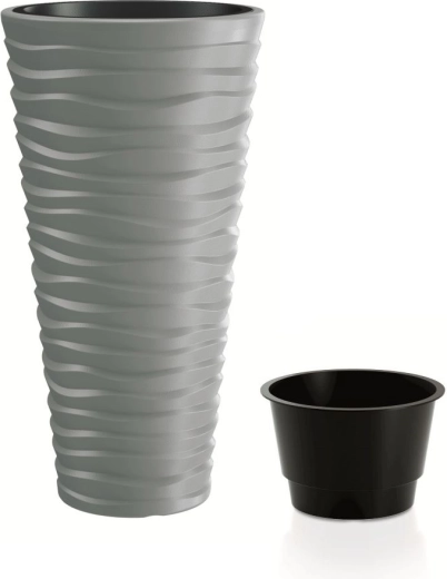Pot Prosperplast Sand Slim, pierre grise, 75 cm