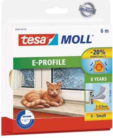 Joint pour fenêtres et portes en E 9 × 4 mm, blanc, 6 m