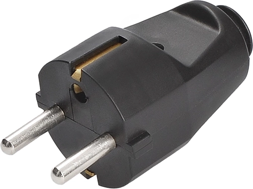 Fiche mâle droite Solight IP20 noire - 1 pièce