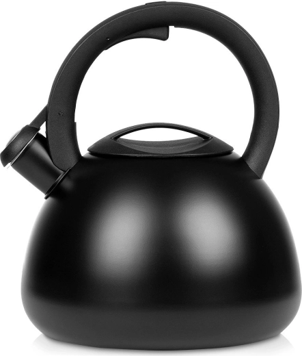 Bouilloire Vilde en acier inoxydable avec sifflet, noire mate, 2,7 l