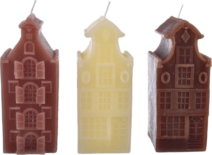 Bougie décorative de Noël en forme de petite maison 16 cm (3 variantes)
