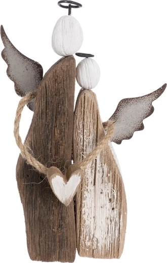 Décoration angélique en paulownia avec inscription LOVE en métal