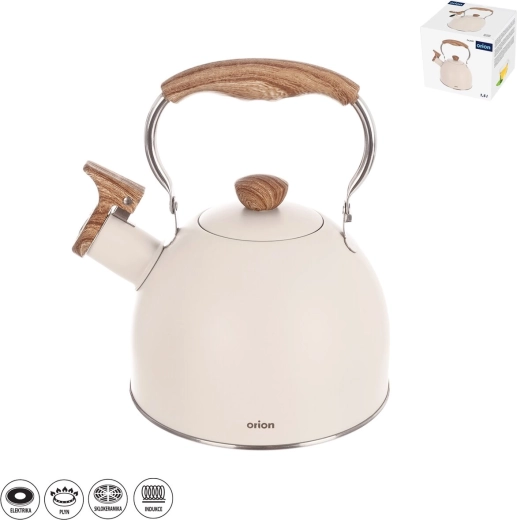 Bouilloire en acier inoxydable avec sifflet beige 1,5 l