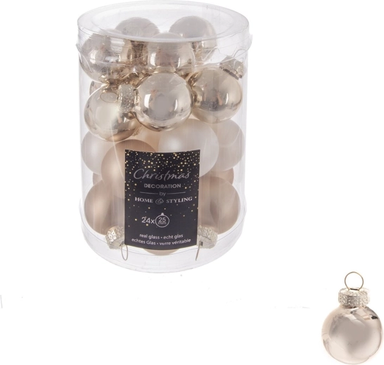 Boules de Noël en verre dorées 2,5 cm (24 pcs)