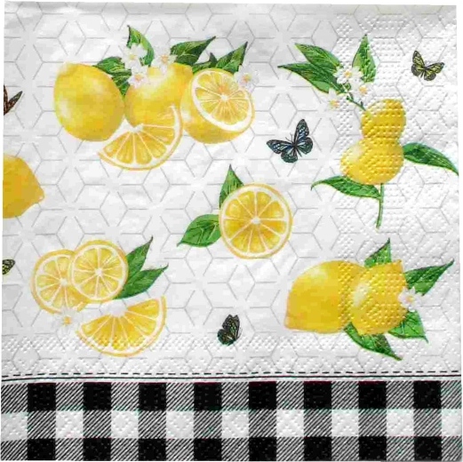 Serviettes avec motif de citrons 3 plis 33 × 33 cm