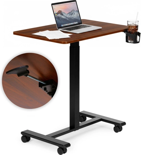 Table mobile réglable en hauteur 70 × 48 cm avec porte-gobelet ModernHome