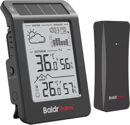 Station météo solaire Baldrtherm noire