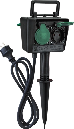 Potelet de jardin Solight avec 4 prises IP44 et câble en caoutchouc 1,5 m