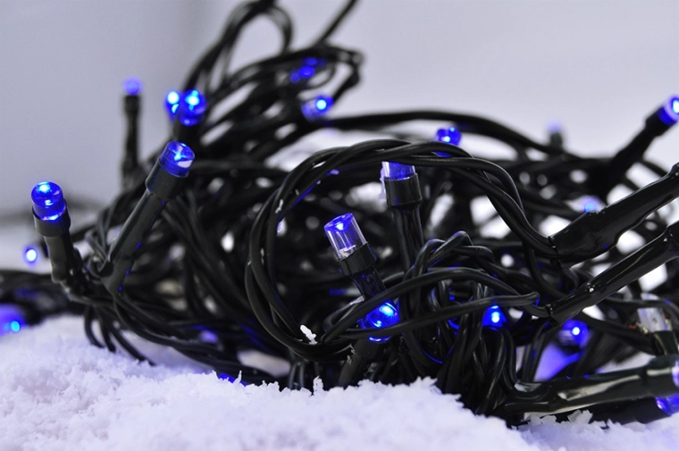 Guirlande lumineuse de Noël LED Solight 3 m, 20 LED, lumière bleue, câble vert