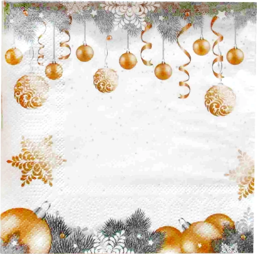 Serviettes de Noël avec motif de boules 33 × 33 cm, 3 plis