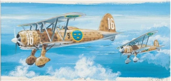 Modèle Fiat C.R. 42 FALCO 20,9x24,1cm en boîte 31x13,5x3,5cm