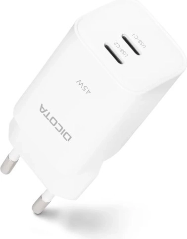 Chargeur GaN 45 W 2× USB‑C blanc (UE)