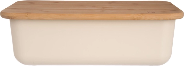 Boîte à pain en plastique et bambou beige 40 × 23 × 13 cm