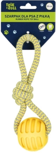 TRIK&ROLL jouet à tirer pour chien avec balle jaune