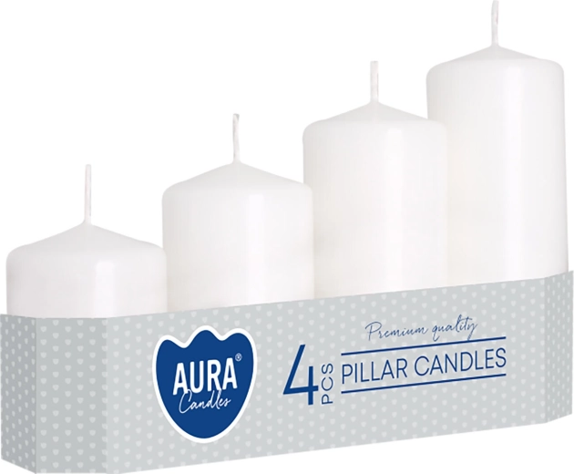 Bougies de l'Avent blanches de différentes hauteurs - 4 pièces