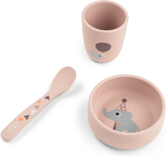 Done by Deer premier set de repas Stick&Stay Celebration rose