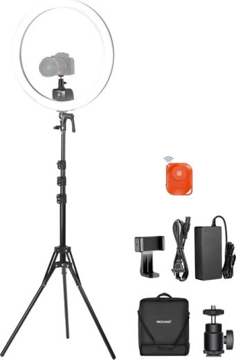 Neewer SRP18C anneau lumineux LED RGB 48 cm avec trépied et support pour téléphone