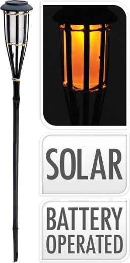 Torche en bambou solaire 65 cm, noir