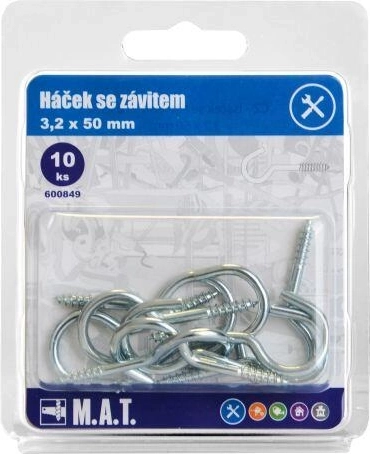 Crochet à vis 50 × 3,2 mm, zingué (10 pcs)