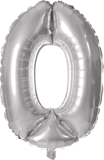 Ballon en aluminium TORO chiffre 0 30 cm – Argenté