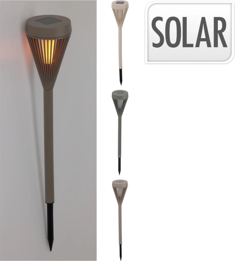 Lampe de jardin solaire LED en polypropylène, fini mat mélange de couleurs, diamètre 7,5 cm, hauteur 43 cm