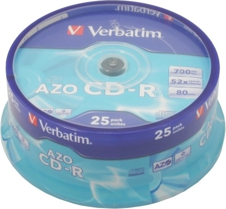Verbatim CD-R AZO Crystal 700 Mo, 52x, 25 pièces