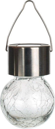 Lampe solaire suspendue HANG en acier inoxydable et verre, transparent, 1 LED