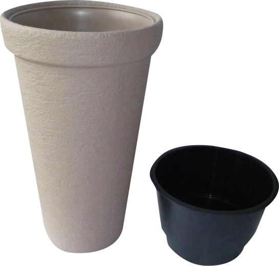 pot de fleurs Classic Tower, colonne en plastique marron 30 cm