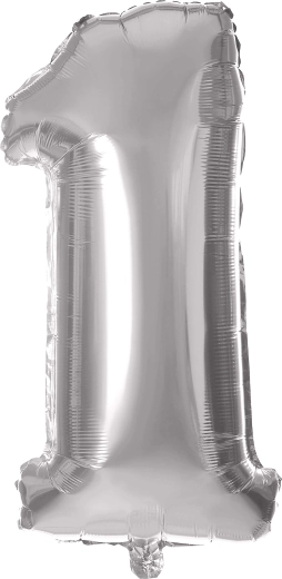 Ballon en aluminium TORO chiffre 1, 30 cm – Argenté