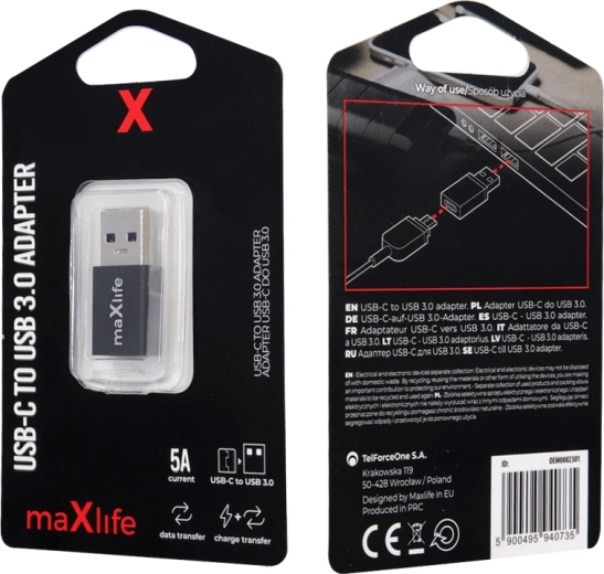 Adaptateur Maxlife USB‑C vers USB 3.0