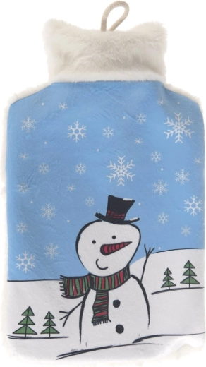 Bouillotte bonhomme de neige 1,6 l avec housse en peluche