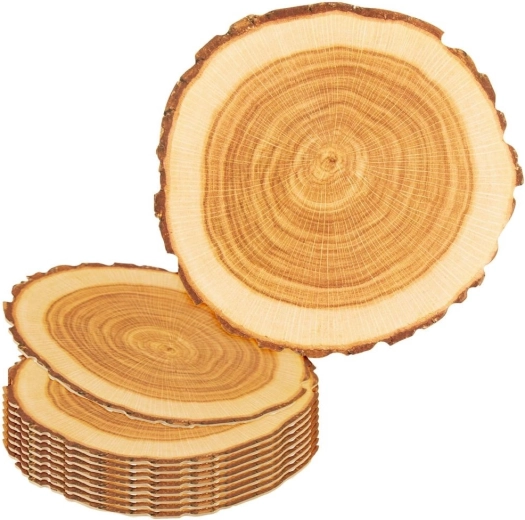 Set de sous-verres 10 cm, 10 pcs – sous-bocks en carton écologiques à décor bois