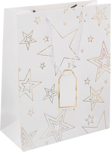 Sac cadeau en papier avec étoile 26 × 12 × 32 cm – Blanche
