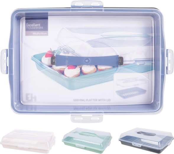 Plateau avec couvercle 43 × 31 × 9 cm, assortiment de couleurs