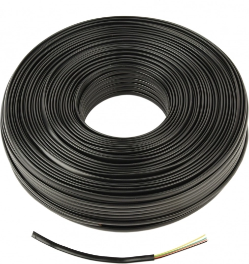 Câble téléphonique plat noir à 4 conducteurs, 100 m