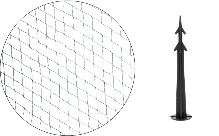 Filet de protection anti-oiseaux 8 × 20 m vert + 16 piquets d’ancrage