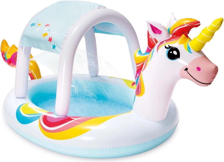 Piscine gonflable pour enfants Licorne avec auvent et fontaine Intex - 1 pièce