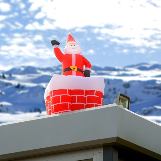 Père Noël gonflable dans une cheminée avec éclairage LED 160 cm