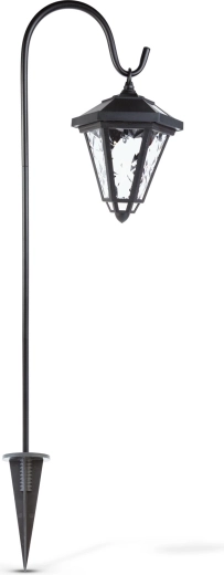 Lanterne LED solaire sur piquet de 80 cm, noire, avec lumière blanche froide