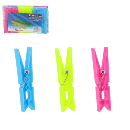 Pinces à linge en plastique, résistantes avec ressort robuste – lot de 24 pièces