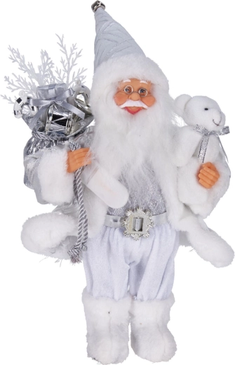 Décoration de Noël Santa sur pied avec éclairage LED, dorée, 30 cm