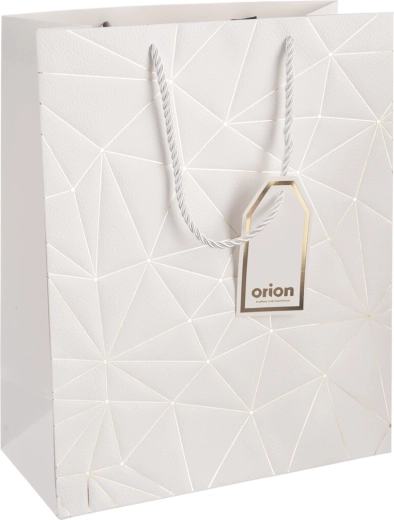 Sac en papier cadeau à motif quadrillé – Blanc