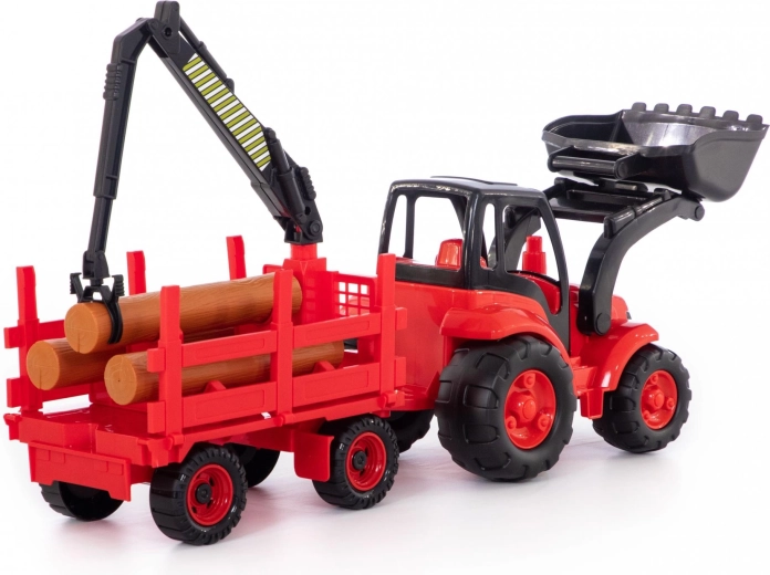 Remorque à grumes avec grue