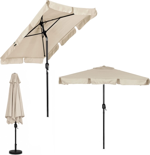 MultiGarden grand parasol de jardin rectangulaire avec manivelle et inclinaison, beige 200 × 130 cm