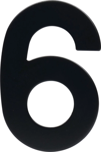 Numéro de maison 6, 95 mm, inox, noir mat