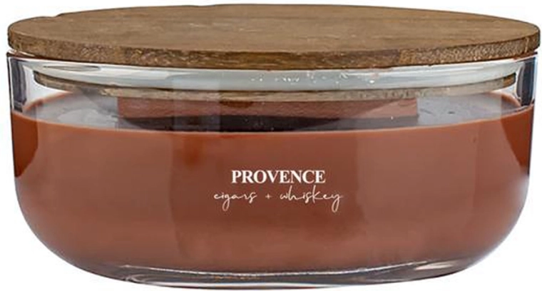 Bougie parfumée en verre Provence avec mèche en bois cigars & whisky 24 h