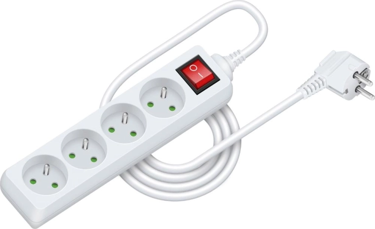 Rallonge électrique RETLUX avec interrupteur, 4 prises, 2 m